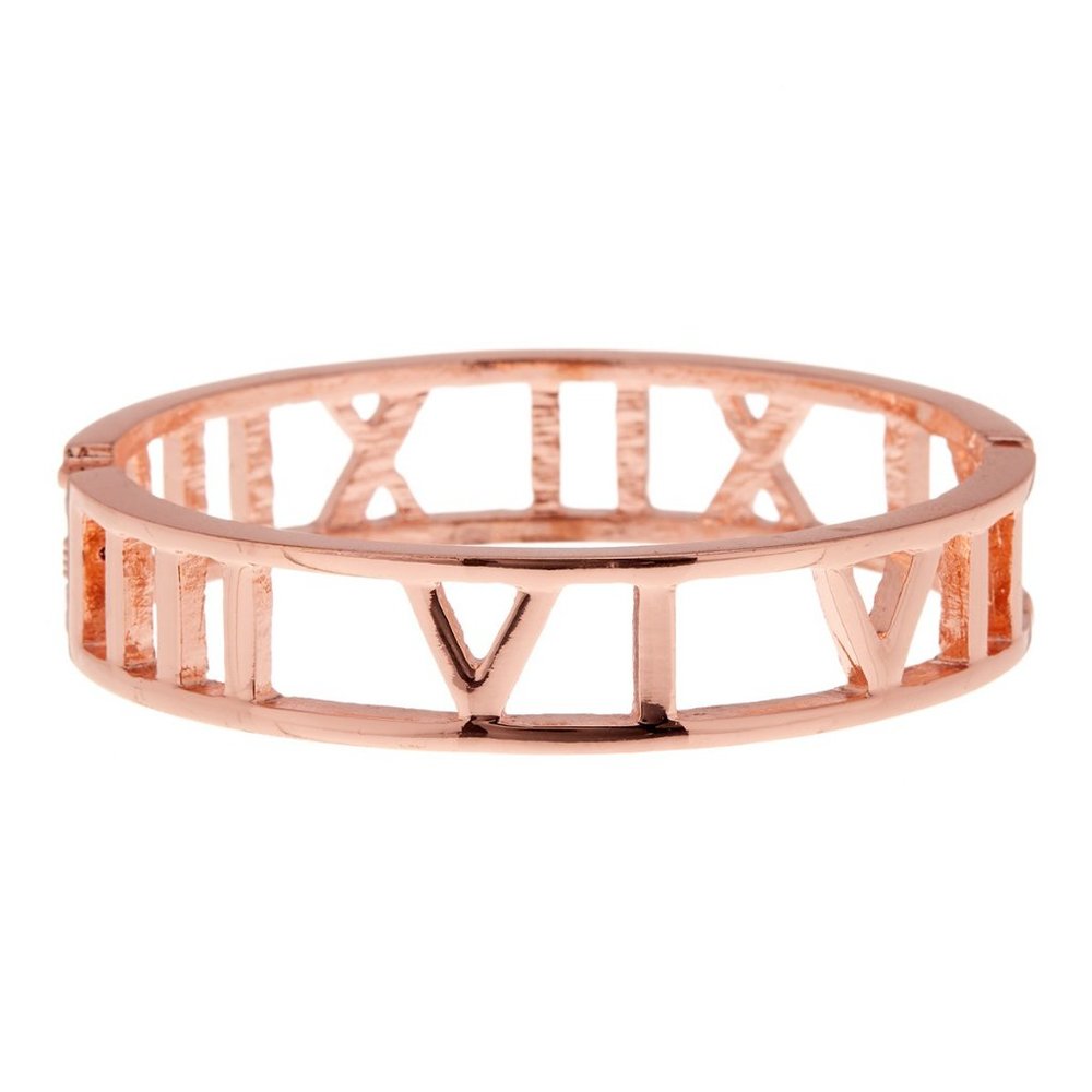 Stirling Forever Roman Numeral Rose Gold Bangle